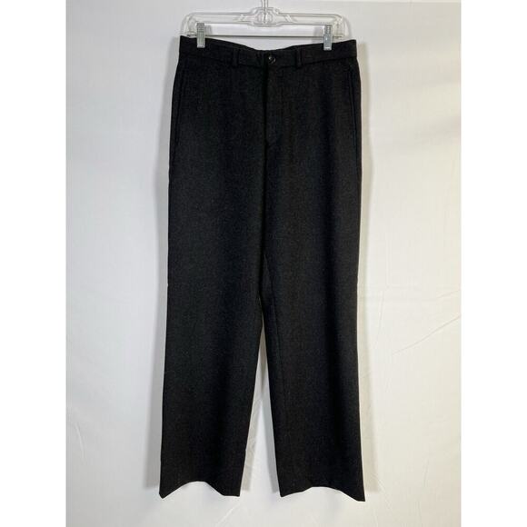 Vintage Armani Collezioni Mens 46/31 Grey Wide Straight Wool Flat Front Trouser - Picture 1 of 16